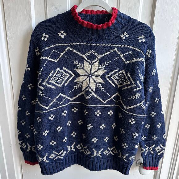 Ralph Lauren Sweaters - Ralph Lauren Vintage Handknit Nordic Snowflake Sweater